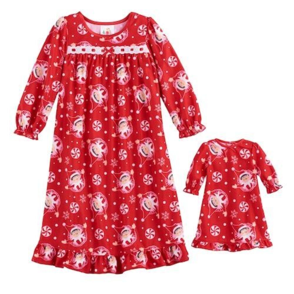 Elf on the Shelf Toddler Girls Nightgown with Matching 18" Doll Gown 2T